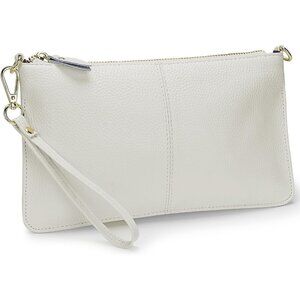 RFID Blocking Z9 White Chain Wristlet Purse Women Small Clutch Zipper Pockets